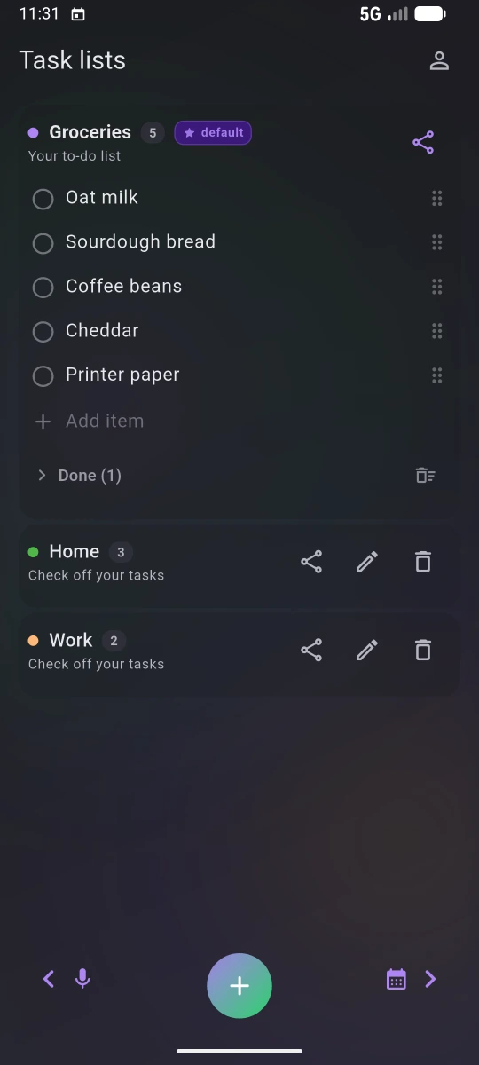 A shared task list